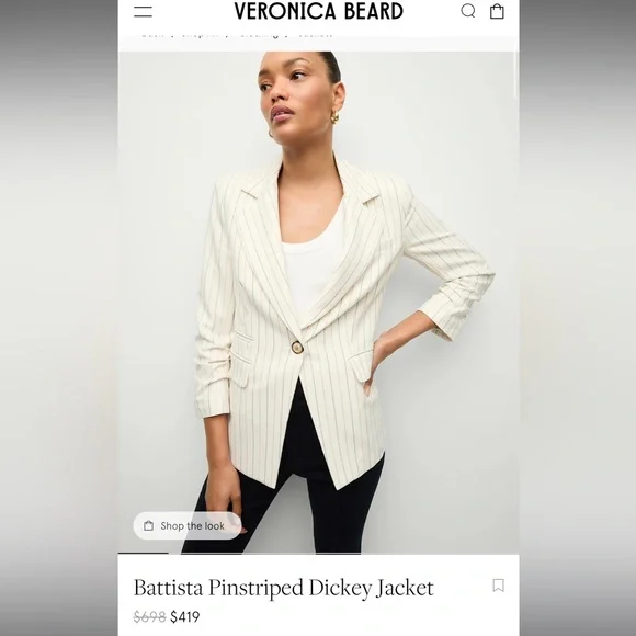Veronica Beard White and Blue Pinstripe Blazer - Picture 2 of 5